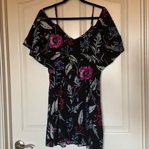Black floral off shoulder dress